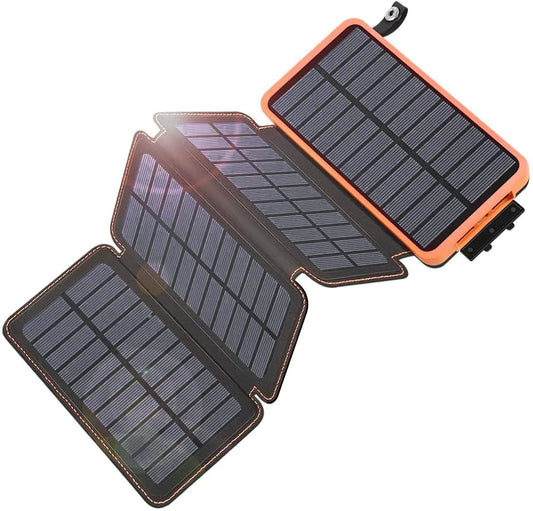 25000mAh Solar Charger Power Bank with 4 Foldable Panels – QC3.0 Fast Charging Waterproof Portable Battery Pack with Type-C Input/Output