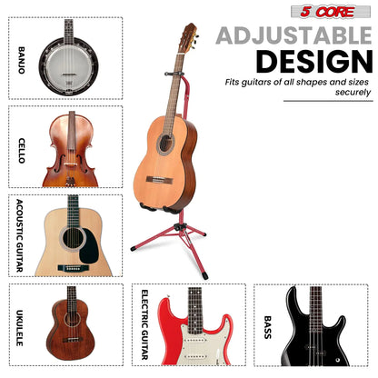 5Core Universal Guitar Stand – Folding Floor Stand for Acoustic, Electric, and Bass Guitars - KenTech Innovation Store