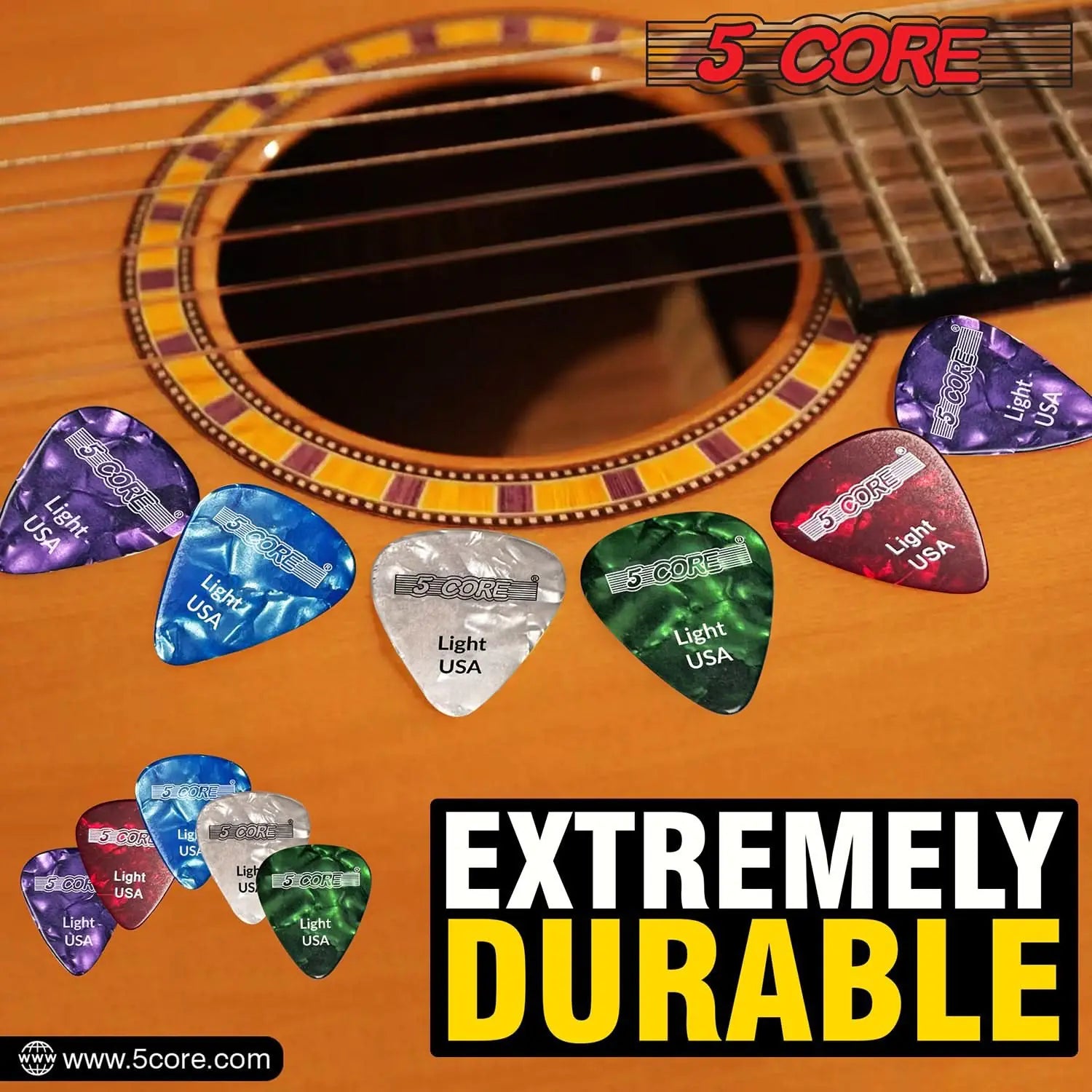 5Core Celluloid Guitar Picks – 0.46mm Light Gauge for Acoustic, Electric & Bass Guitars - KenTech Innovation Store