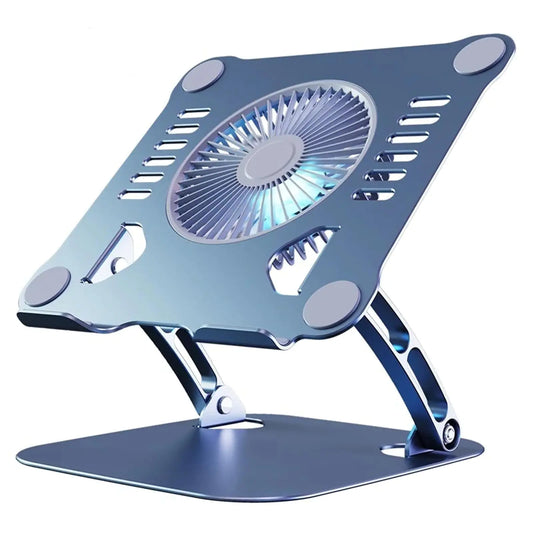 YOVDA Laptop Cooler Cooling Pad Stand - Slim Ergonimic Laptop Stand for Desk 3 Speed Cooling Fan Adjustable Height Laptop Cooling Stand for MacBook 11-15.6 Inch Blue & Gray - KenTech Innovation Store