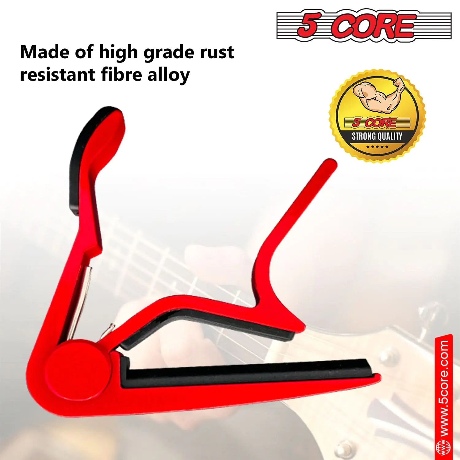 5Core Guitar Capo – Quick Change Capo for Acoustic & Electric Guitars, Banjo, Ukulele, Mandolin – Red - KenTech Innovation Store