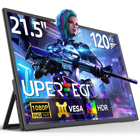 UPERFECT 21.5" 120Hz Portable Monitor – HDMI & USB-C, Kickstand + VESA Mount – External Gaming Display for Laptop, MacBook, Steam Deck, Phones, Mini PC - KenTech Innovation Store