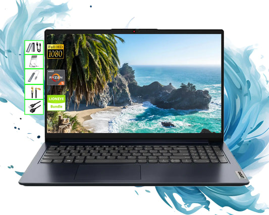 Lenovo 15.6" Ryzen 5 FHD AI Laptop - 16GB RAM, Dual SSD, Radeon, Wi-Fi 6 - Windows 11 with Accessories