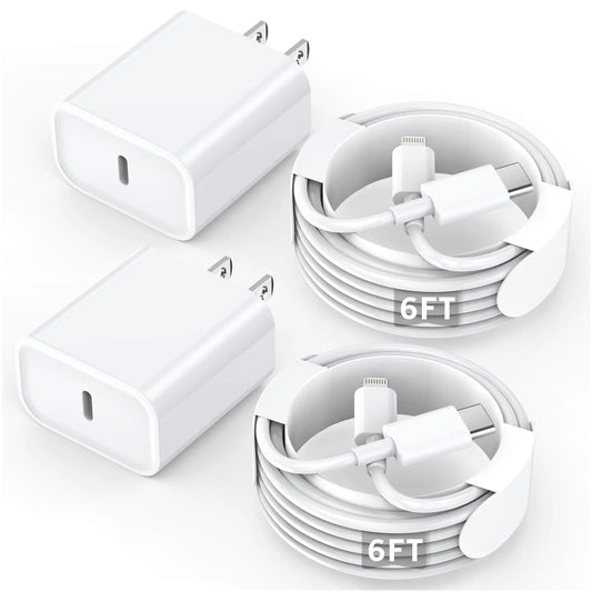 Fast iPhone Type C Wall Charger Block Adapter【Apple MFi Certified】6FT USB C Lightning Cables Cord