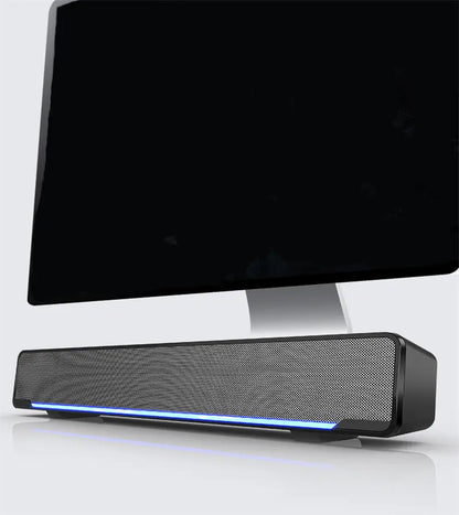 Desktop USB Soundbar with Subwoofer – 3.5mm Wired Compact Computer Speaker for PC, Laptop, Home Office (Black/White) - KenTech Innovation Store