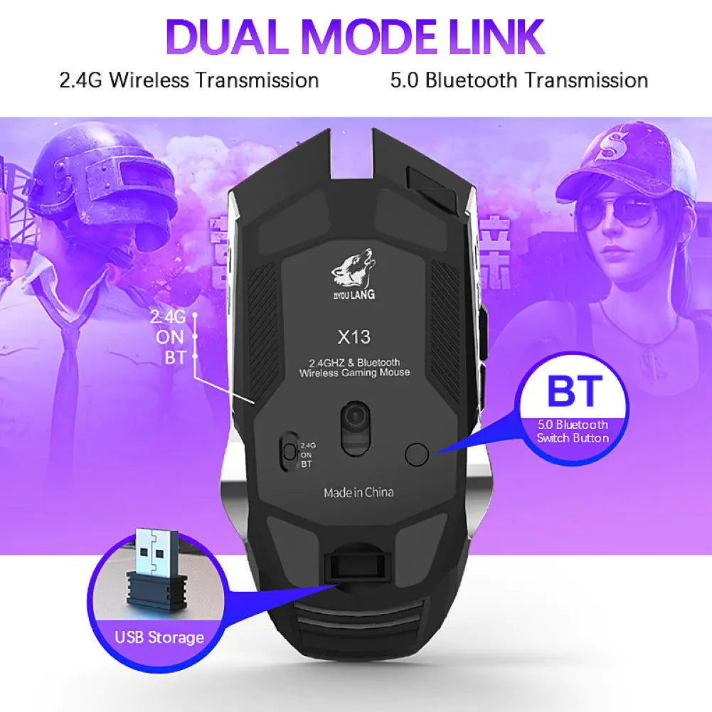 X13 Bluetooth Wireless Rechargeable Mechanical Gaming Mouse - KenTech Innovation Store