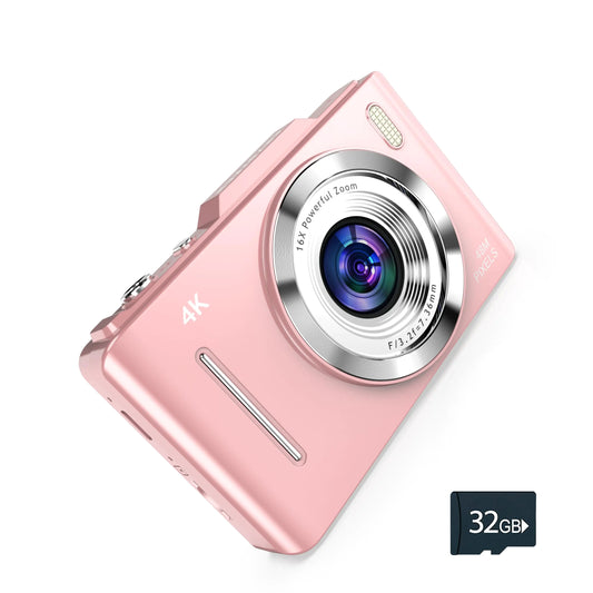 4K Digital Camera – 48MP Photo & UHD Video Camera with 32GB SD Card & Lanyard | Mini Compact Vlogging Camera for Kids, Girls, Students & Teens (Multiple Filters, 16X Zoom)