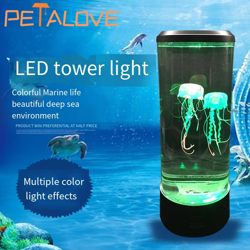 Jellyfish Lava Lamp Aquarium Ocean Night Lights 7Colors LED Jellyfish Mood Lights