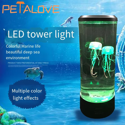 Jellyfish Lava Lamp Aquarium Ocean Night Lights 7Colors LED Jellyfish Mood Lights