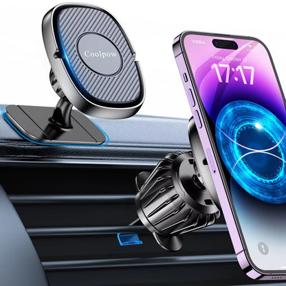 2-in-1 Magnetic Phone Mount for Car & Vent Clip Holder with Strong Magnets