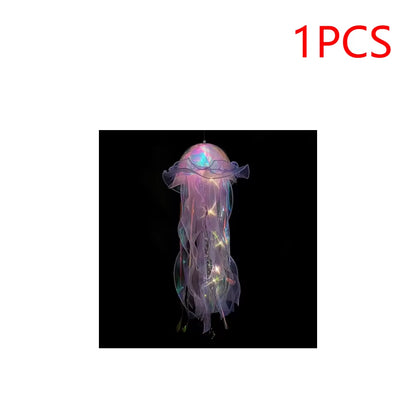 5PCS Jellyfish Night Light Lamps – LED Atmosphere Decoration with Ribbon & Beads