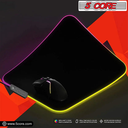 5Core RGB Gaming Mouse Pad – 12 Light Modes, Large Desk Mat with Non-Slip Rubber Base & Dual-Zone LED Lighting - KenTech Innovation Store