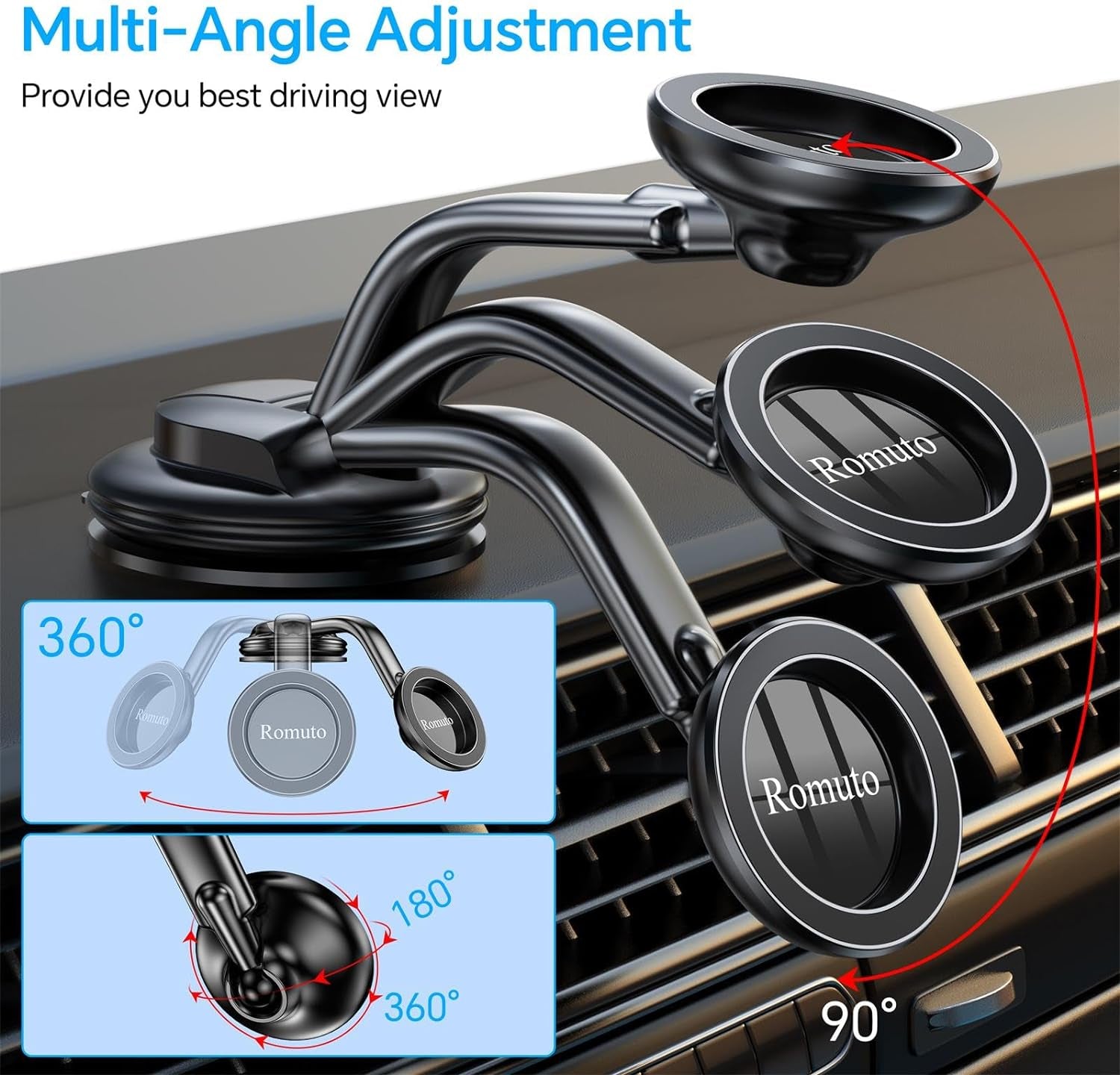 Magsafe Car Mount Magnetic Phone Holder for Car Dash Windshield Universal Hands Free Car Phone Holder for Iphone 16 15 14 13 Promax 