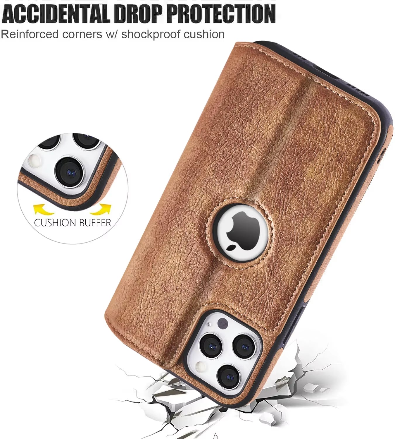 Leather Case for Iphone 16 15 14 13 12 11 Pro Max XS XR Wallet Case [RFID Blocking] Slim Magnetic Flip Cover with Card Holder
