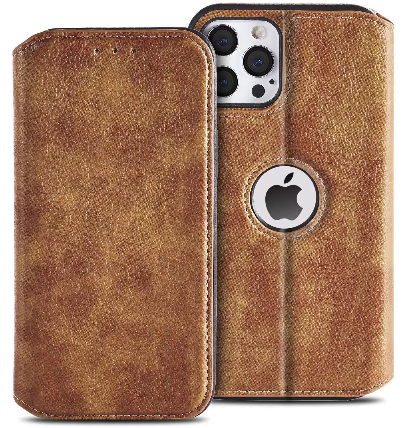 Leather Case for Iphone 16 15 14 13 12 11 Pro Max XS XR Wallet Case [RFID Blocking] Slim Magnetic Flip Cover with Card Holder