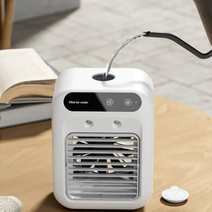 Portable Air Cooler Fan with Ice Water Cooling & Essential Oil Diffuser – USB Powered, Touchscreen Operation, for Home & Office Use - KenTech Innovation Store