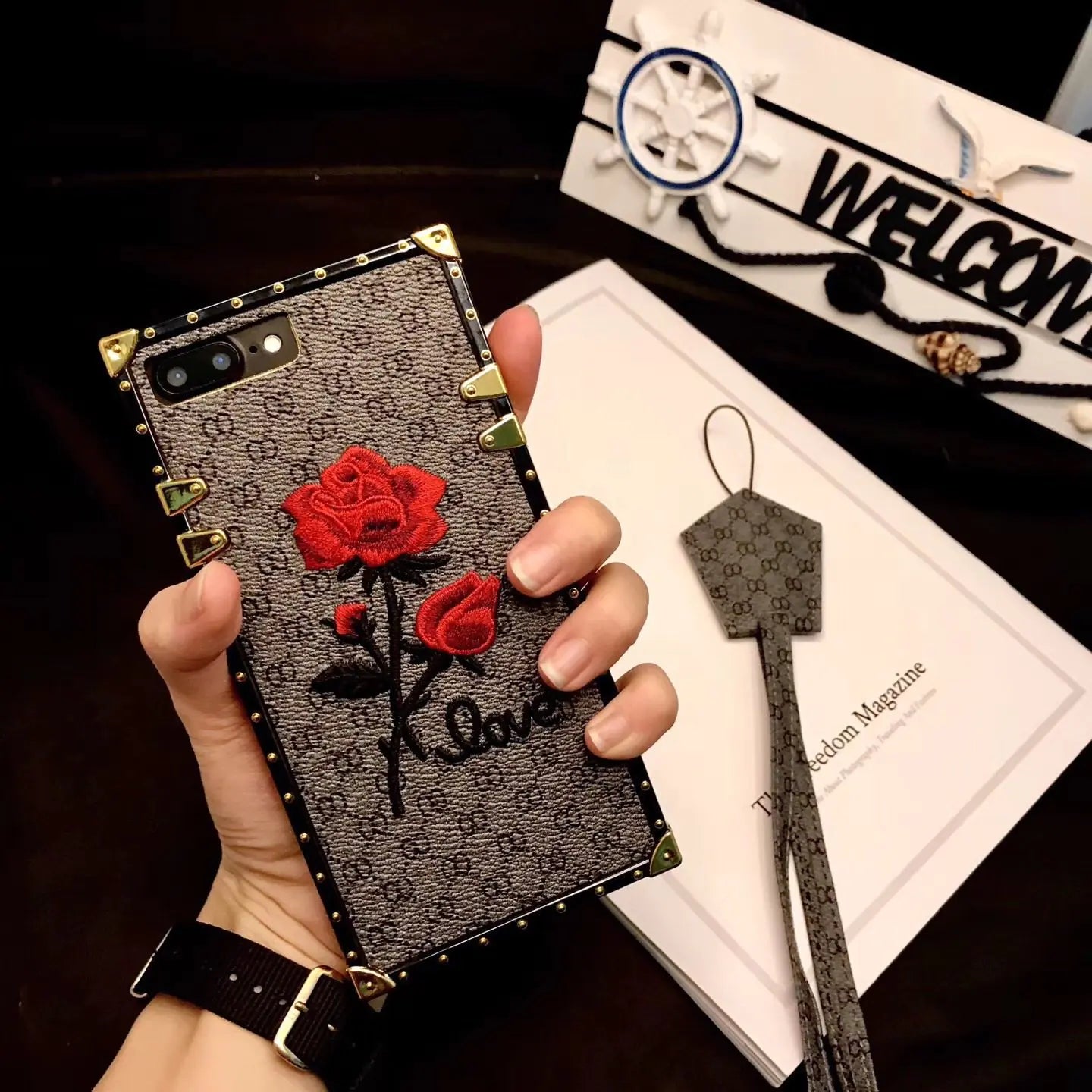 3D Rose Embroidered iPhone Cases Compatible with Apple for IPhone XR to IPhone 14