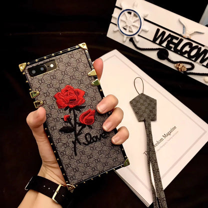 3D Rose Embroidered iPhone Cases Compatible with Apple for IPhone XR to IPhone 14