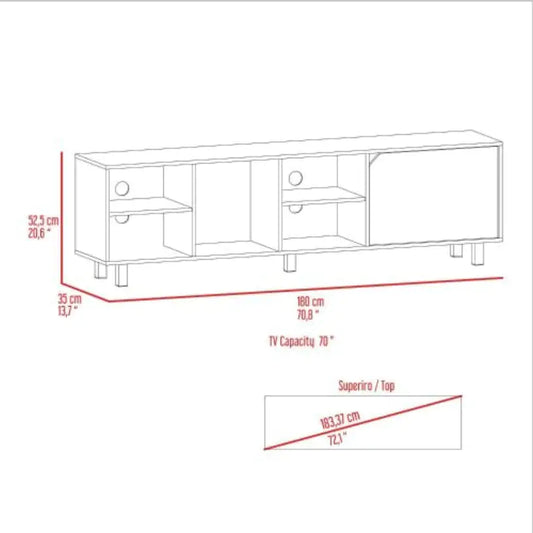 OakVista 70" TV Stand with Quadruple Shelves and Quintuple Legs - KenTech Innovation Store