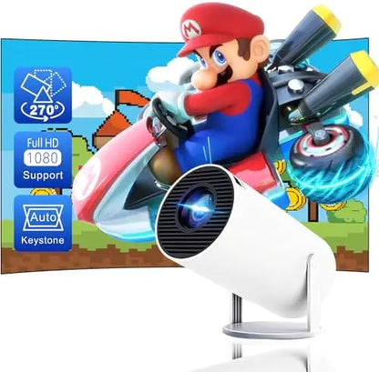 4K Mini Projector with Auto Keystone Correction – WiFi 6 & Bluetooth 5.0 Portable Home Theater Projector for Movies, Gaming, and Streaming