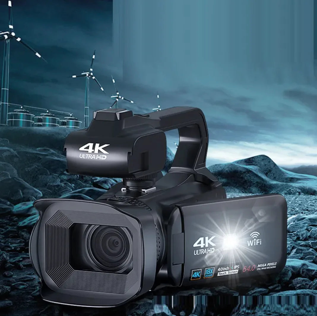Handheld Professional Video Camera – 64MP Touchscreen Camcorder with Anti-Shake, 4” Display, HDMI Output - KenTech Innovation Store